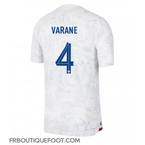Maillot de foot France Raphael Varane #4 Extérieur vêtements Monde 2022 Manches Courtes